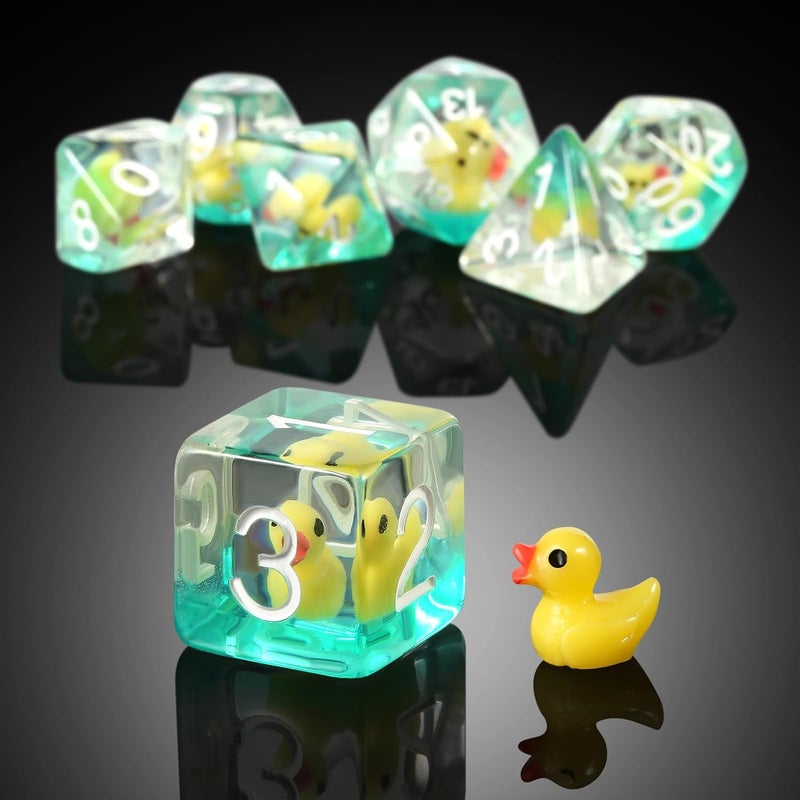 DNDND Duck DND Resin Dice, 7PCS Dungeons and Dragon Dice Set with Velvet Bag for D&D Role Playing Games and Tabletop Games（Duck - Image 3